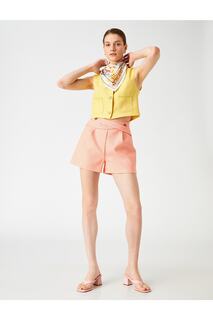 Женские мини-шорты со складками на талии Koton, розовый