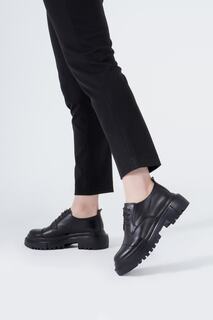 Женские мокасины из натуральной кожи, повседневная обувь на толстой подошве и шнуровке CZ London, черный