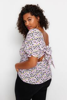 Разноцветная блузка с цветочным принтом на спине Trendyol, разноцветный