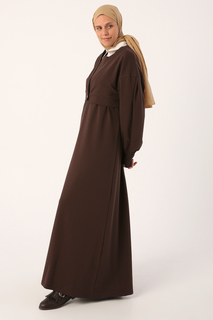 Горько-коричневый комплект повседневного платья и короткой куртки ALLDAY, темно-синий