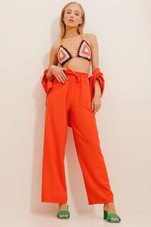Женские оранжевые брюки Aerobin свободного покроя с эластичной резинкой на талии ALC-X6625 Trend Alaçatı Stili, оранжевый