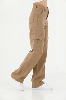 Женские норковые брюки-карго с высокой талией и широкими штанинами Bike Life, коричневый