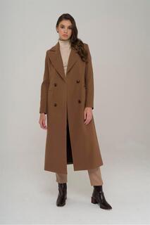 Двубортное пальто средней длины TABA 3913 Olcay, коричневый