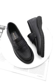 Женские повседневные туфли-лоферы из натуральной кожи Carez Black Marjin, черный