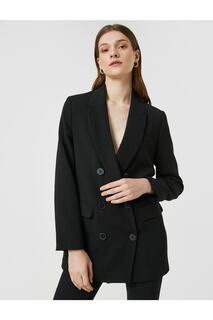 Двубортный пиджак на пуговицах с карманом с клапаном Koton, черный