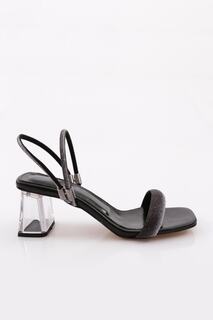 Женские прозрачные босоножки на каблуке с квадратным носком DGN, черный