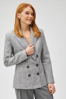 Двубортный пиджак из смесового льна на пуговицах Koton, серый