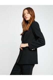 Двубортный пиджак с каменными пуговицами Koton, черный