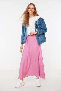 Расклешенная тканая юбка сиреневого цвета в горошек Trendyol Modest, фиолетовый