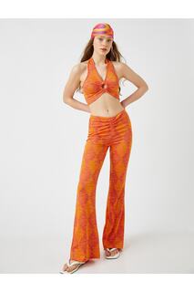 Расклешенные брюки с узором Koton, оранжевый