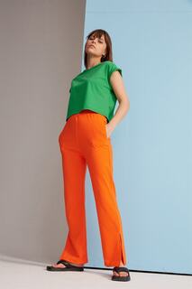 Женские спортивные брюки с разрезом оранжевые VATKALI, оранжевый