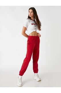 Женские спортивные штаны бордово-красные Koton, бордовый