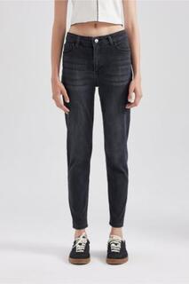 Джинсовые брюки скинни Rebeca с нормальной талией и длинными штанинами DeFacto, серый