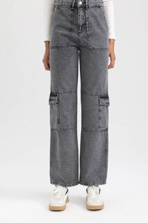 Джинсовые длинные брюки из 100% хлопка DeFacto, серый