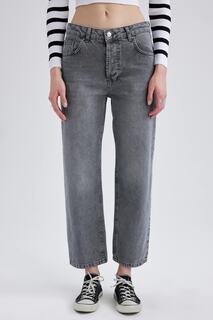 Джинсовые брюки-бойфренды длиной до щиколотки, 100% хлопок DeFacto, серый