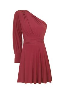 Розовое платье-расклешенная юбка на одно плечо с драпировкой по бокам и на талии Whenever Company, розовый