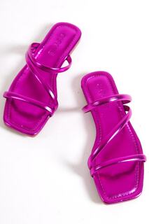 Женские тапочки цвета фуксии цвета металлик с тремя полосками Capone Blunt Toe Capone Outfitters, розовый