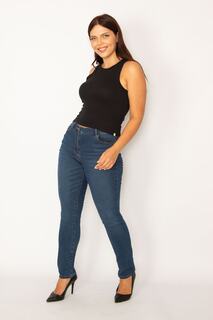 Женские темно-синие джинсы скинни большого размера с 5 карманами 65n34216 Şans, темно-синий