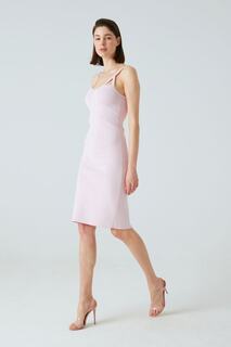 Розовое трикотажное платье с вырезом на бретельках JOIN US, розовый