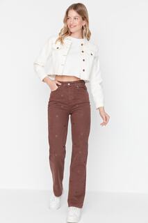 Джинсы - Коричневые - Широкие штанины Trendyol, коричневый