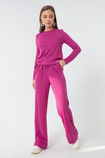 Женские трикотажные брюки цвета фуксии с эластичной резинкой на талии Lafaba, розовый