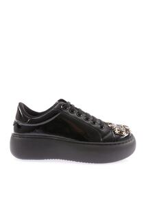 Женские туфли на шнуровке с пряжкой и кристаллами на носке DGN, черный