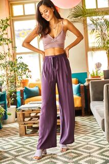 Женские фиолетовые брюки-палаццо из висконовой ткани с поясом Olalook, фиолетовый
