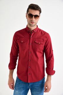 Рубашка - Бордовая - Приталенная DYNAMO, бордовый