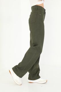Женские широкие брюки палаццо цвета хаки с высокой талией Bike Life
