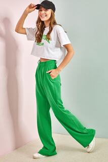 Женские широкие брюки Airobin 3942 Bianco Lucci, зеленый