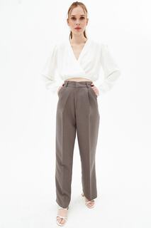 Женские широкие тканевые брюки с вытачками Pattaya, серый