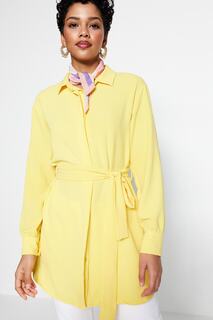 Рубашка - Желтая - Приталенная Trendyol Modest, желтый
