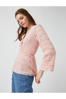 Кружевная блузка с деталями Koton, розовый