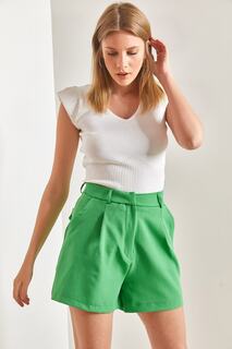 Женские шорты со складками Bianco Lucci, зеленый