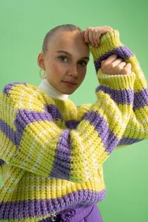 Крутой свитер оверсайз с круглым вырезом DeFacto, зеленый