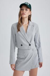 Крутой пиджак стандартного кроя DeFacto, серый