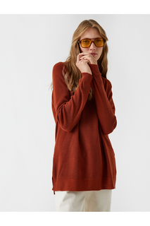 Трикотаж с круглым вырезом, кашемировый текстурированный свитер Koton, бордовый