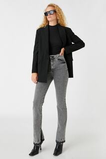 Джинсы Slim Fit с высокой талией и расклешенными штанинами - Victoria Slim Jean Koton, серый