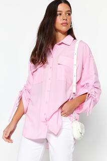 Рубашка - Розовый - Свободный крой Trendyol Modest, розовый