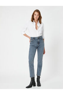 Джинсы с высокой талией и слегка зауженными штанинами - Eve Jeans Koton, темно-синий