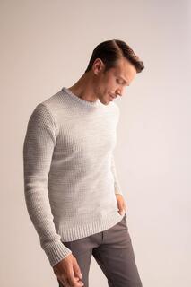 Трикотажный свитер обычного кроя с круглым вырезом DeFacto, серый