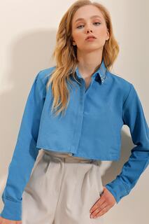 Рубашка – синяя – стандартного кроя Trend Alaçatı Stili, синий