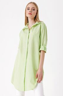 Длинная льняная рубашка – E.green Bigdart, зеленый