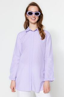 Рубашка - Фиолетовый - Классический крой Trendyol Modest, фиолетовый