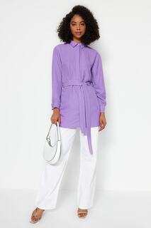 Рубашка - Фиолетовая - Приталенная Trendyol Modest, фиолетовый