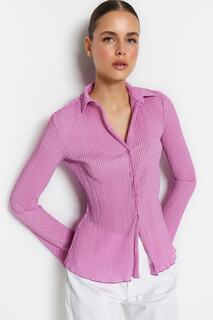 Рубашка - Фиолетовая - Приталенная Trendyol, фиолетовый