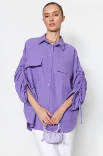 Рубашка - Фиолетовый - Свободный крой Trendyol Modest, фиолетовый