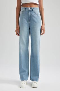 Длинные джинсовые брюки широкого кроя в стиле DeFacto, темно-синий
