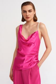 Жемчужная блузка с рюшами и воротником Dilvin, розовый