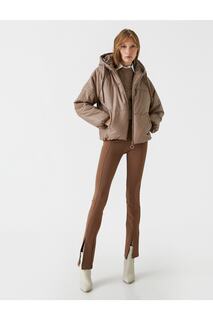 Куртка-пуховик с карманом с капюшоном Koton, коричневый
